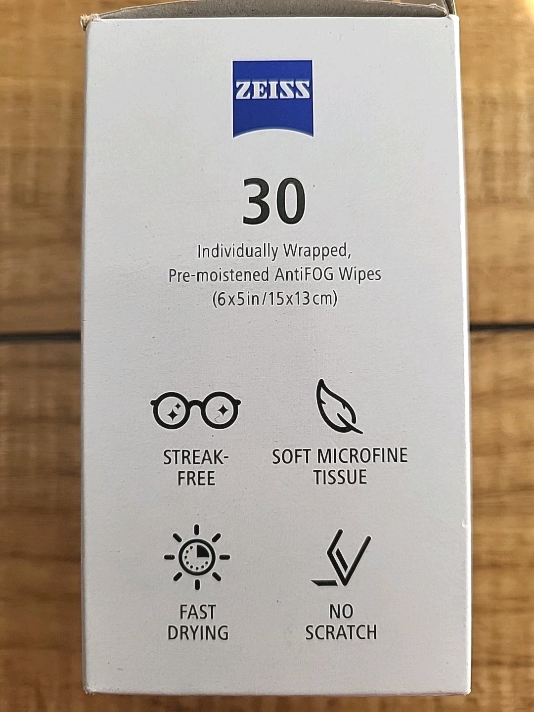 Zeiss AntiFOG Wipes 30-Count Individually Wrapped Pre-Moistened Wipes For Glass