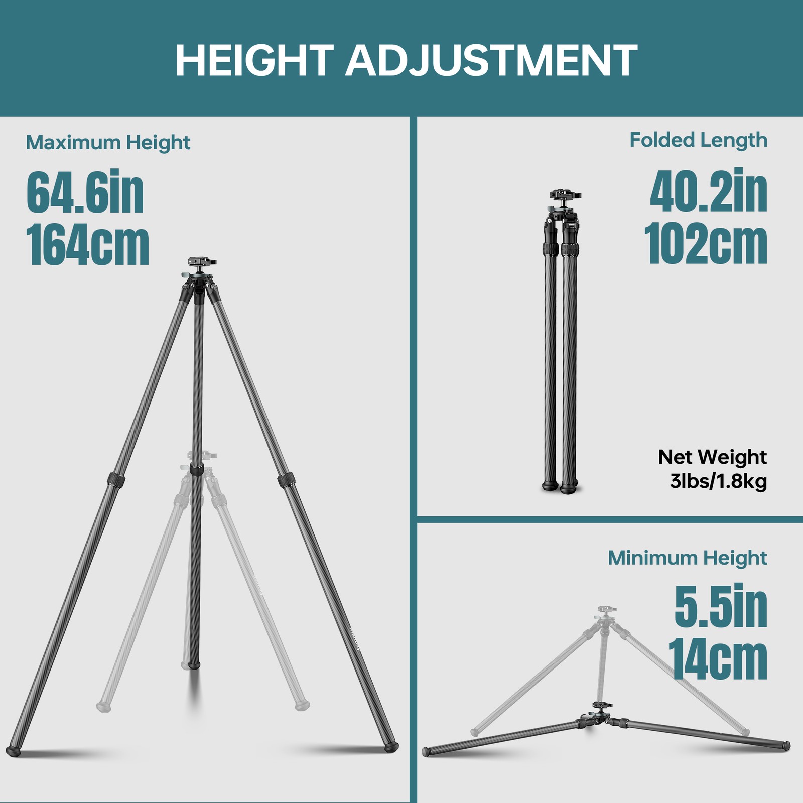 Manbily Carbon Fiber Inverted Hunting Tripod Picatinny to Arca Swiss Adapters US