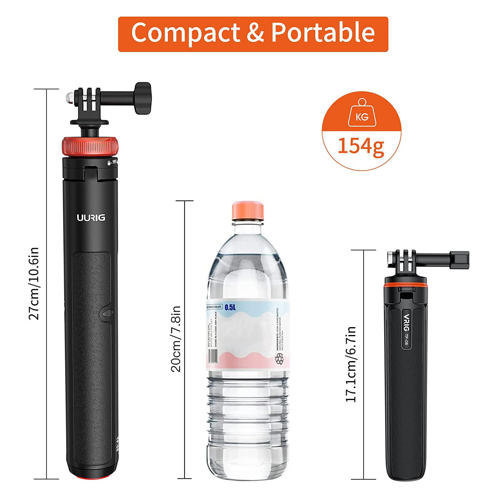 VRIG TP-08 Extendable Selfie Stick Tripod Table-top Mini Tripod For GoPro 11 10