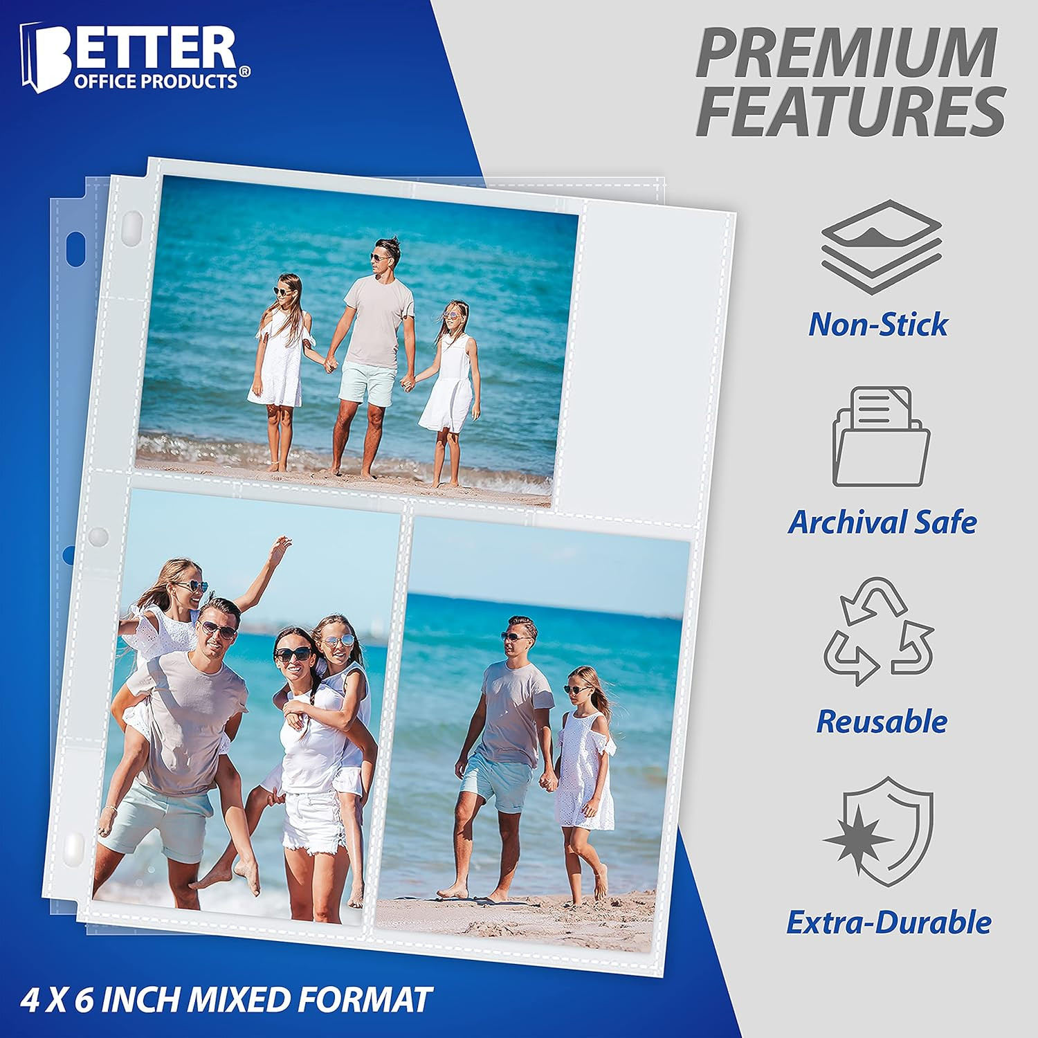 50 Pack 4X6″ Photo Album Refill Pages for 3 Ring Binder,Ultra-Clear Photo Sleeve