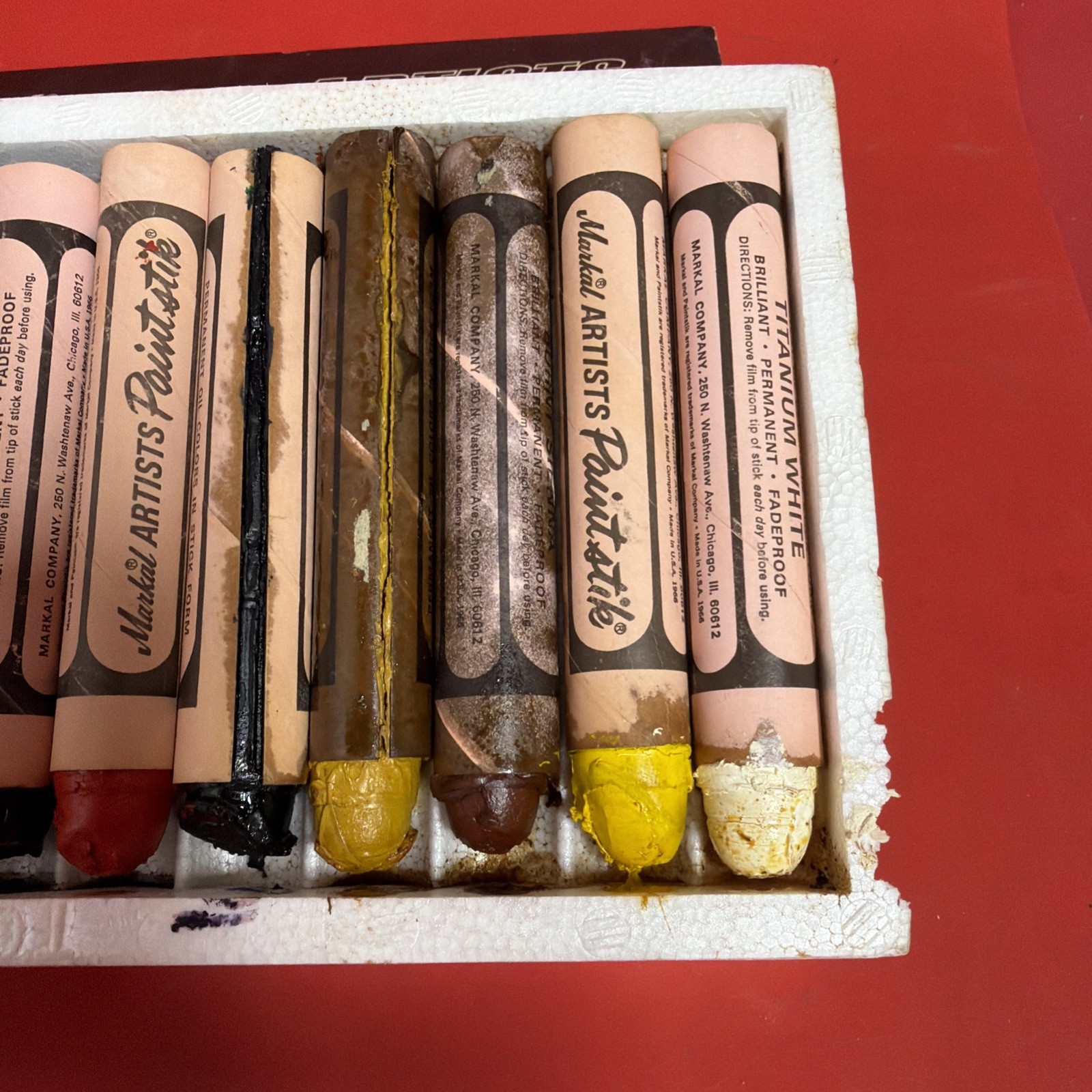 Vintage 1966 Markal Artists Paintstik AP-100 Oil Paint Stick Set 12 Colors