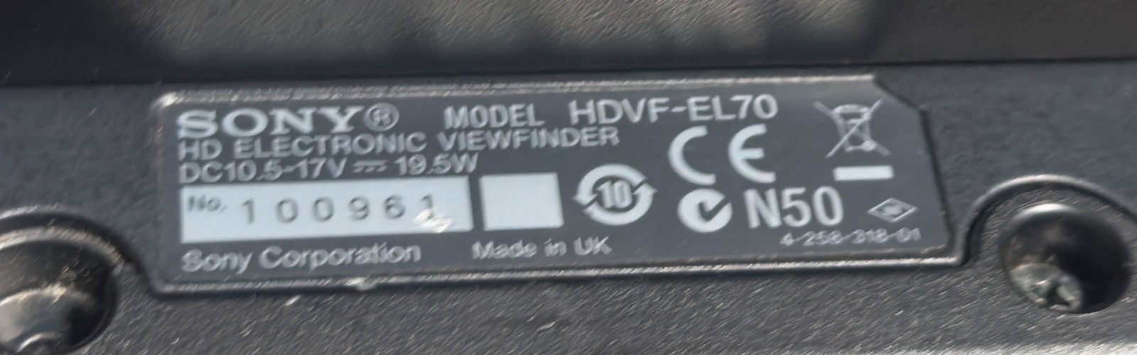Sony HDVF-EL70 7.4-inch OLED Viewfinder Module (Cracked) *READ* #5