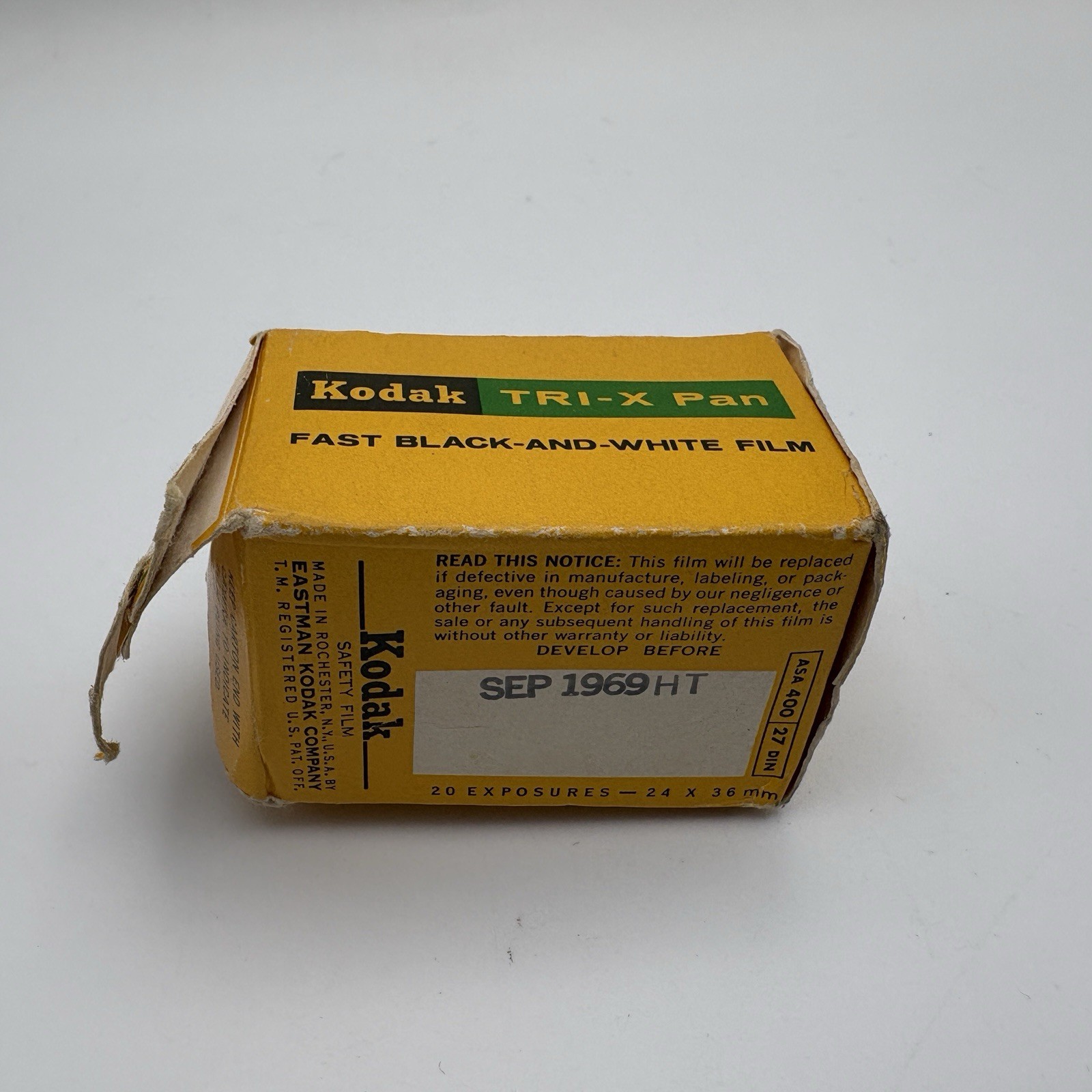 Kodak Film Tri-X Pan Black White TX 135-20 Expired September 1969 Vintage Photo
