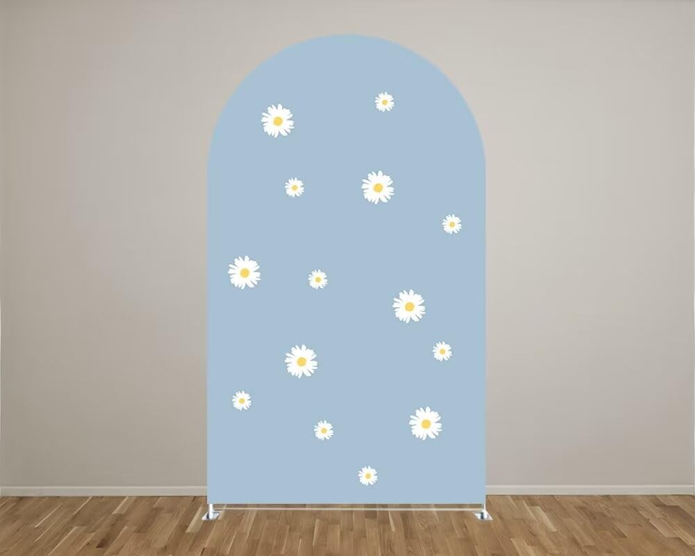 Daisies Arch Backdrop Fabric Cover Blue Arch Backdrop Stand Covers for Groovy…