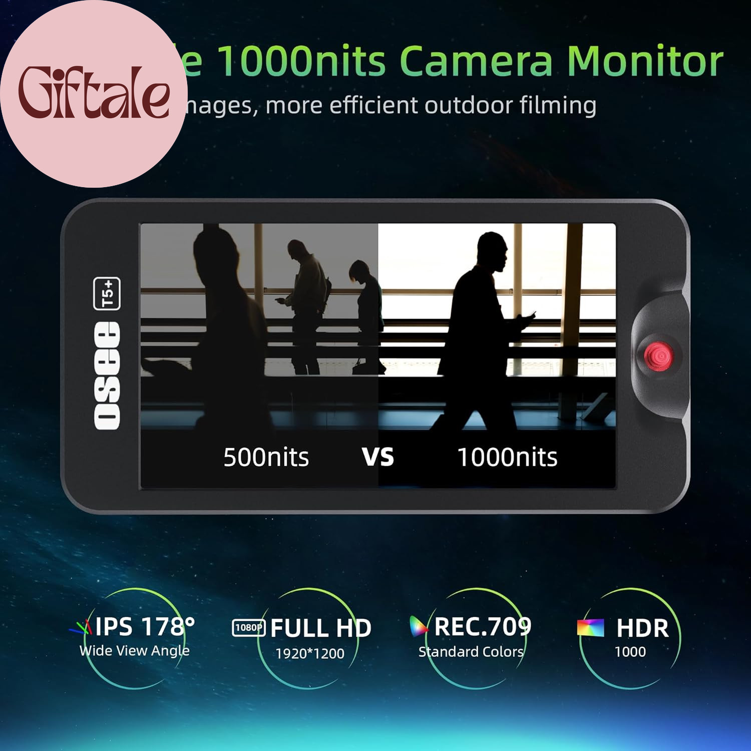 T5+ 5.5 Inch 1000Nits Camera Monitor, Customizable False Color Field Monitor, HD