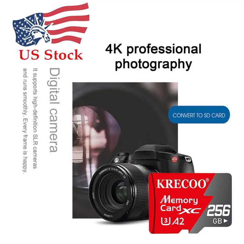Micro SD Card Ultra Memory 128GB 256GB 1TB 2TB for Phone Tablet Security Camera