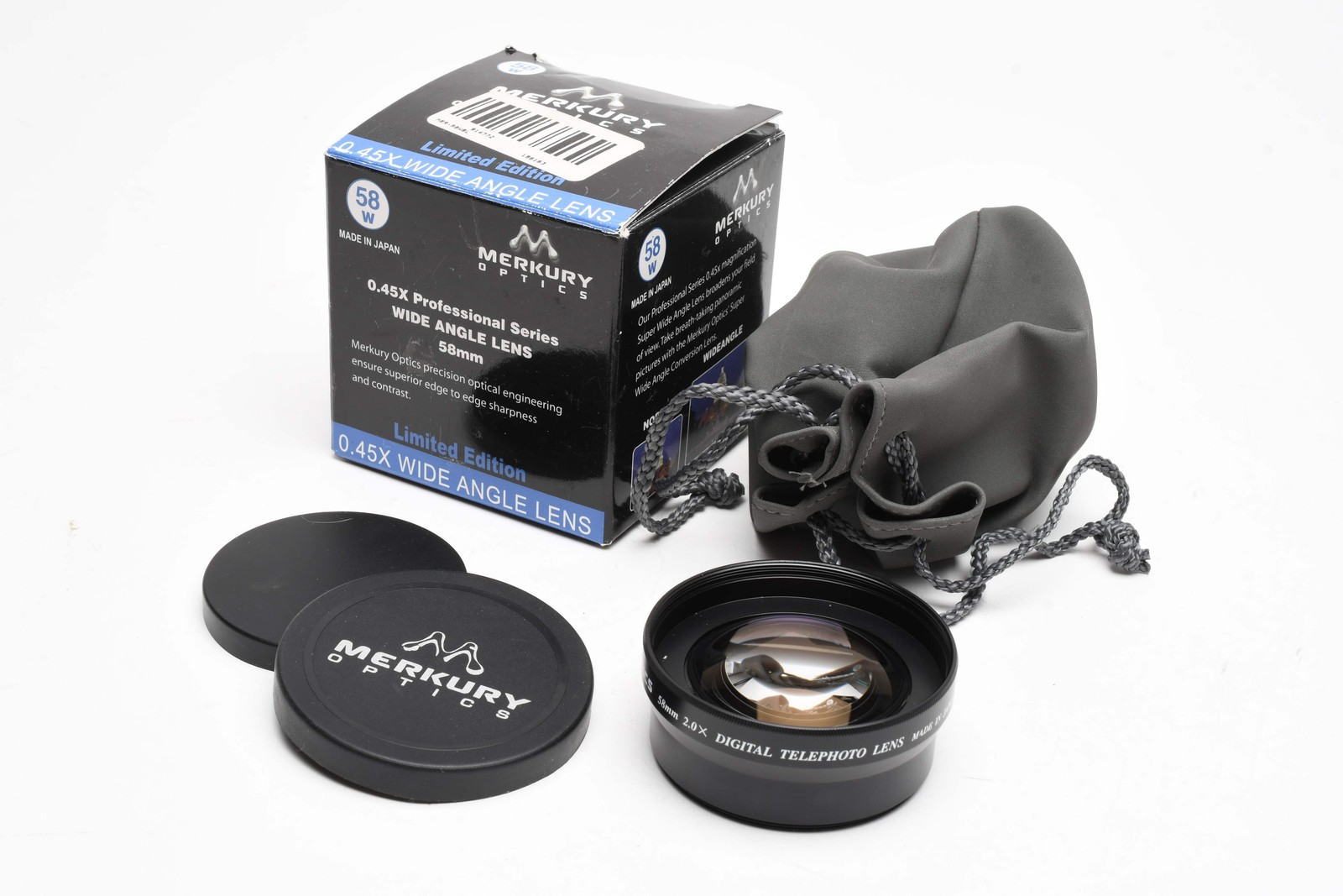 Merkury .45X 58mm wide angle auxiliary lens, Mint, Boxed