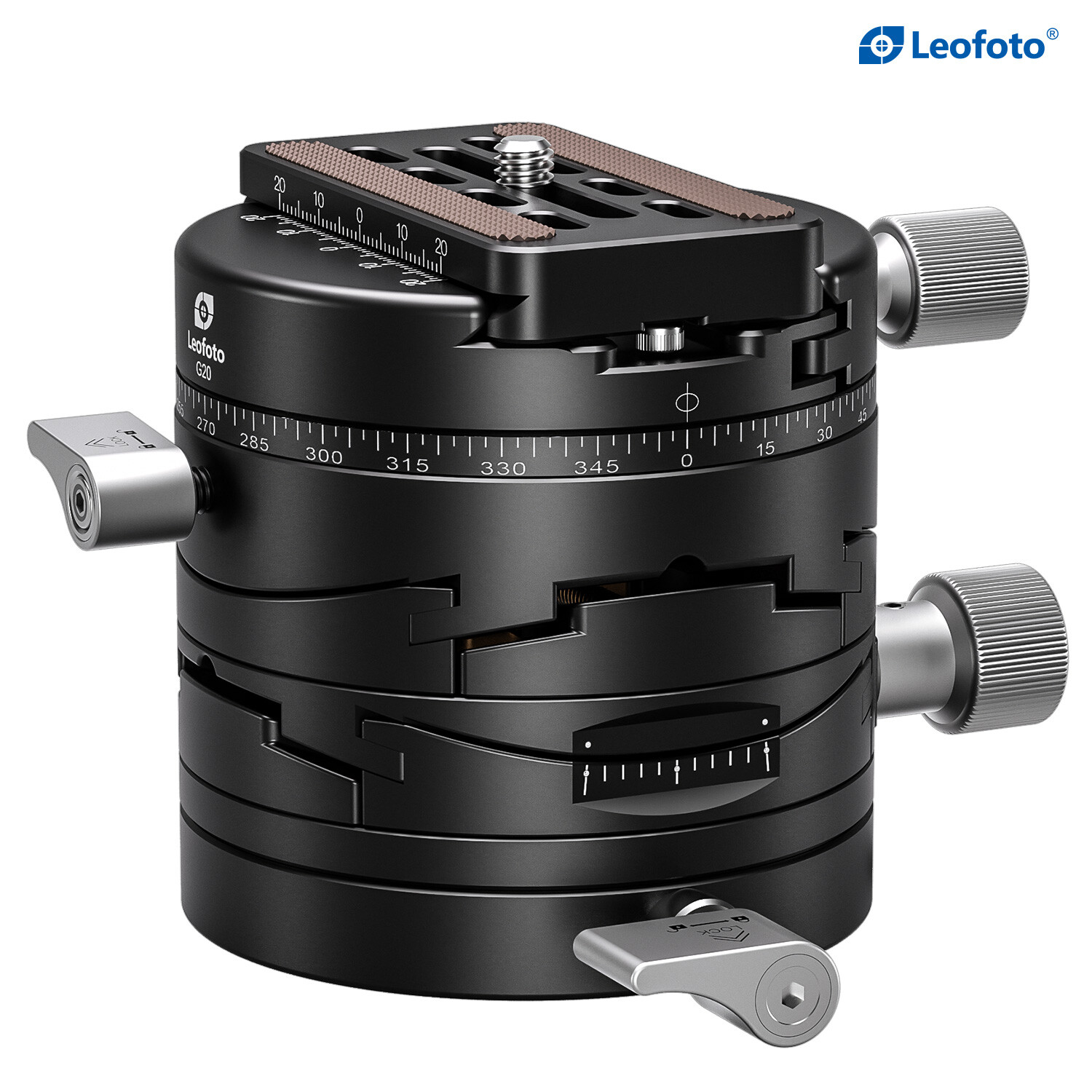 Leofoto G20 3D Geared Head with QR Plate Tripod Head for Camera
