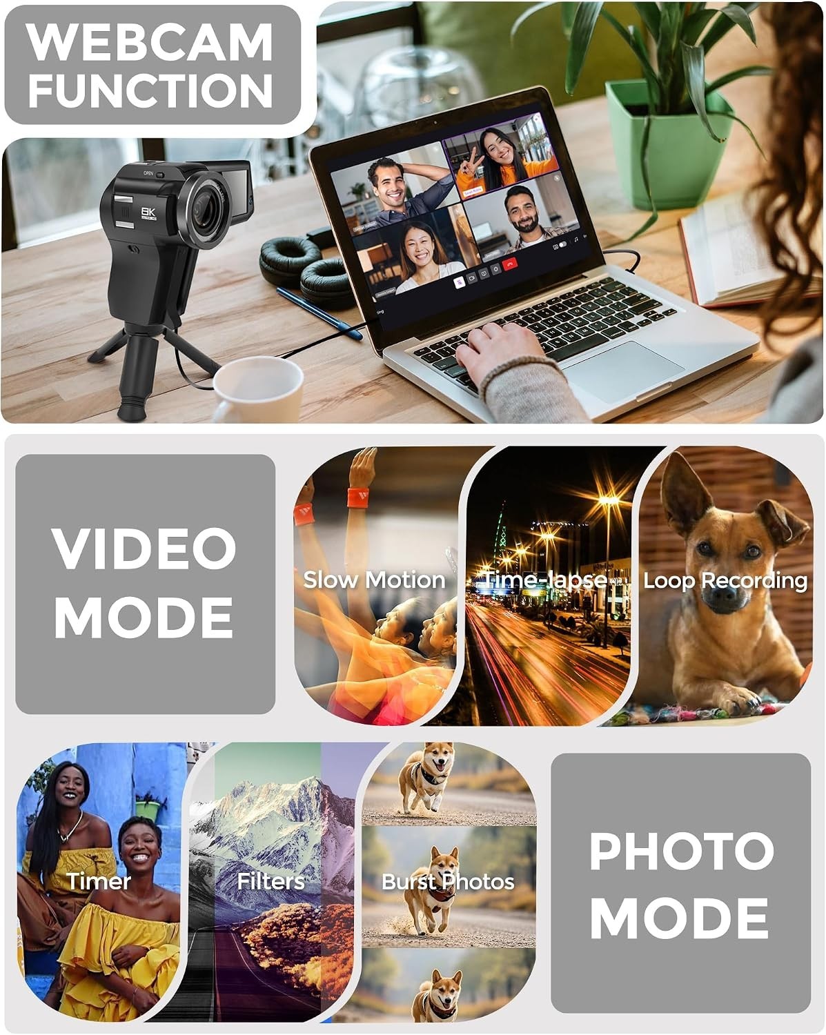 Brand New 8K Vlogging Camera Camcorder – Dual Lens, 75MP, WiFi, Full Kit