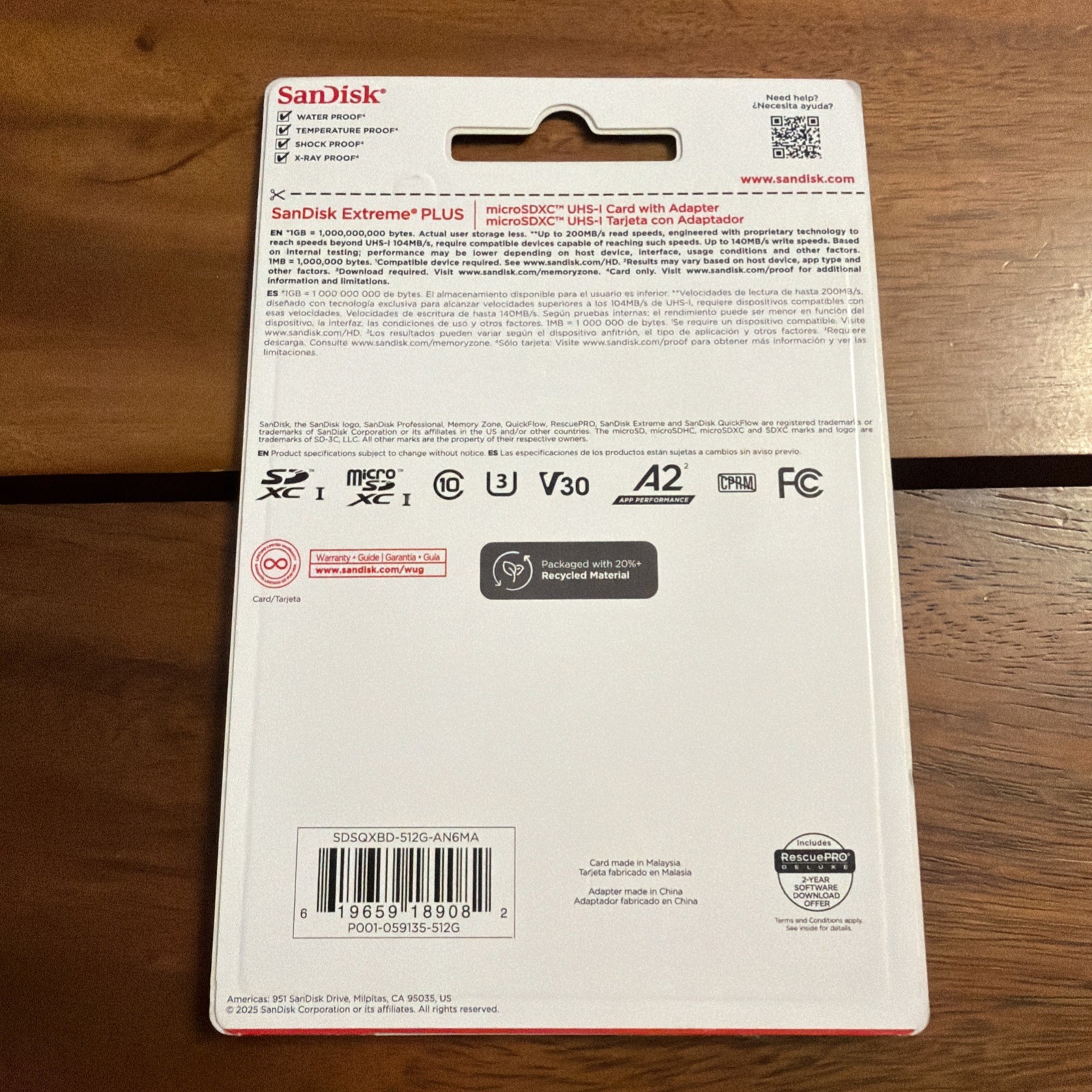BRAND NEW SEALD SanDisk Extreme PLUS 512GB microSDXC UHS-I Memory Card Authentic