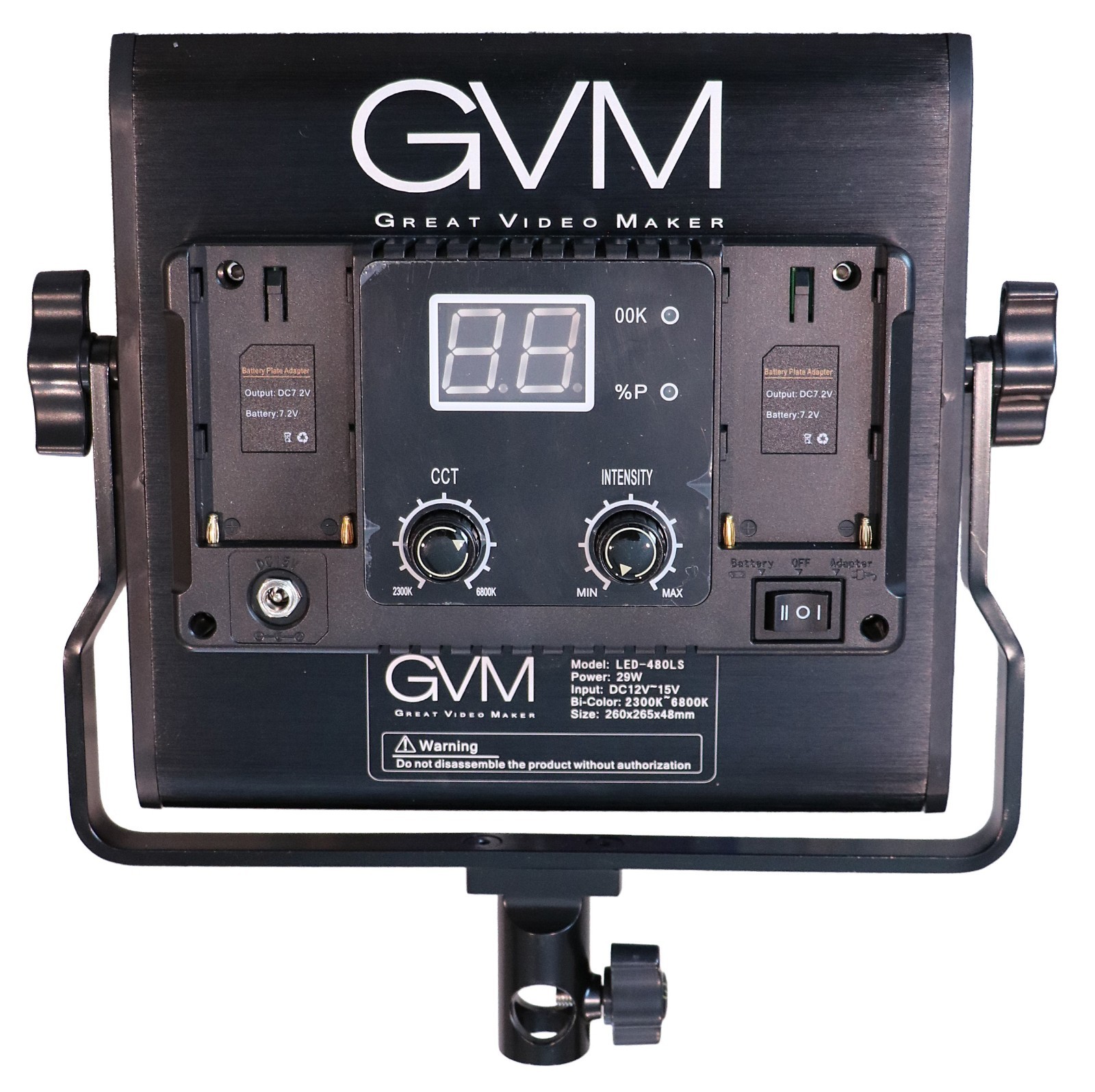 “GVM LED-480LS” Light Kit with Power Cord & GVM Rechargeable Battery