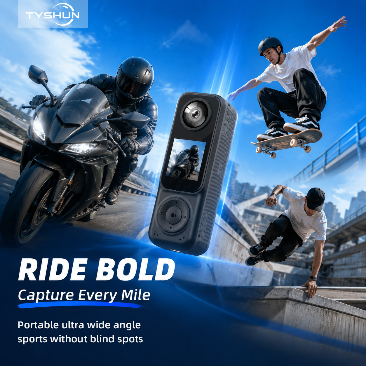 4K Handheld Action Camera Dual-Lens Waterproof POV Cameras For vlogs cycling US