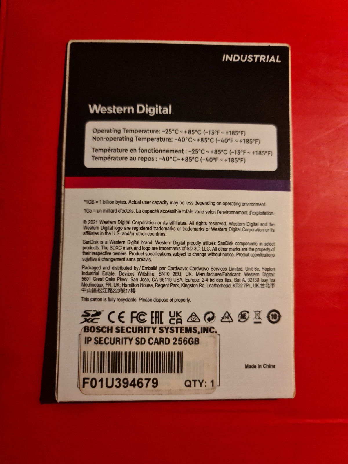 Western Digital Industrial SD Card – 256GB