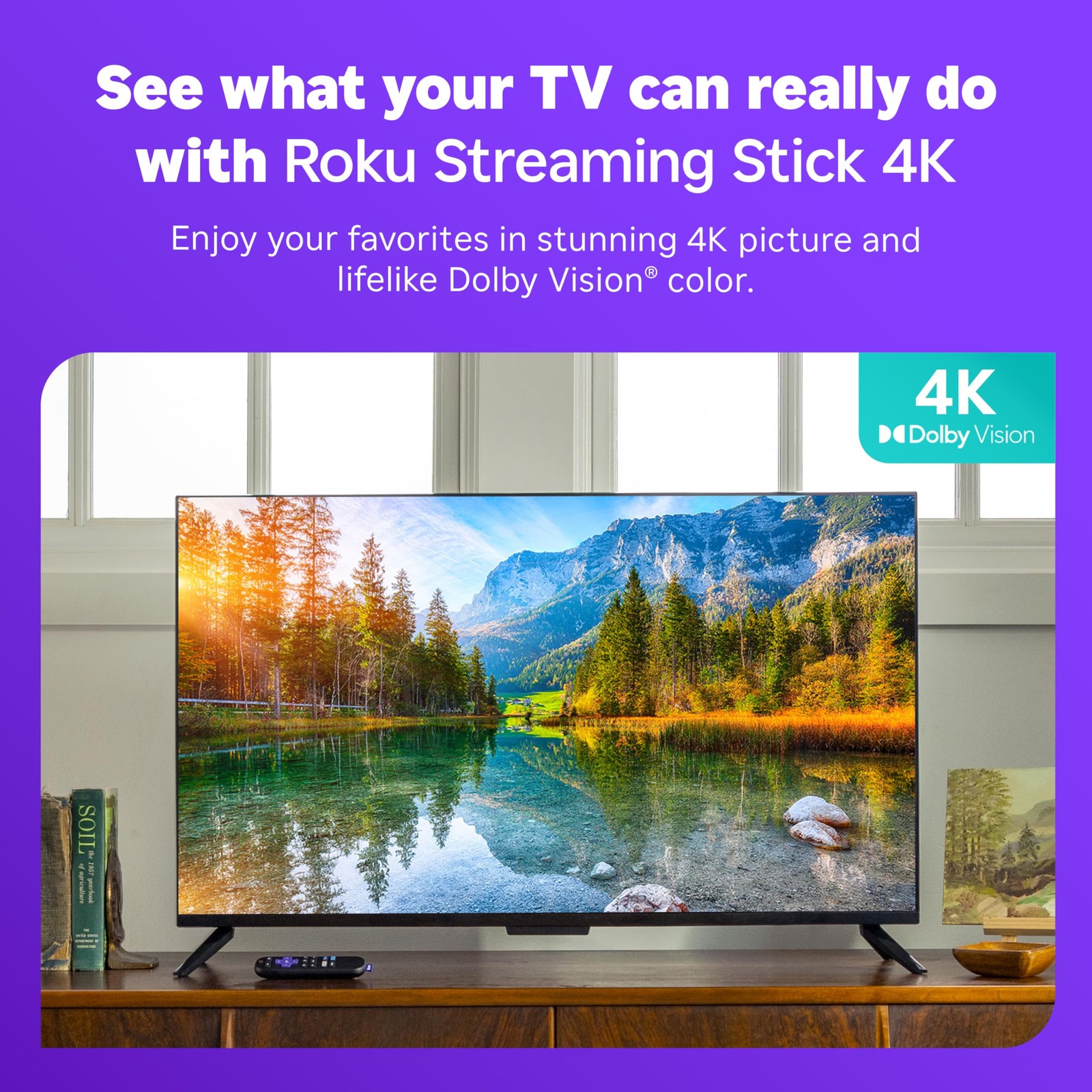 Roku Streaming Stick 4K HDR Dolby Vision TV Streaming Device Voice Remote