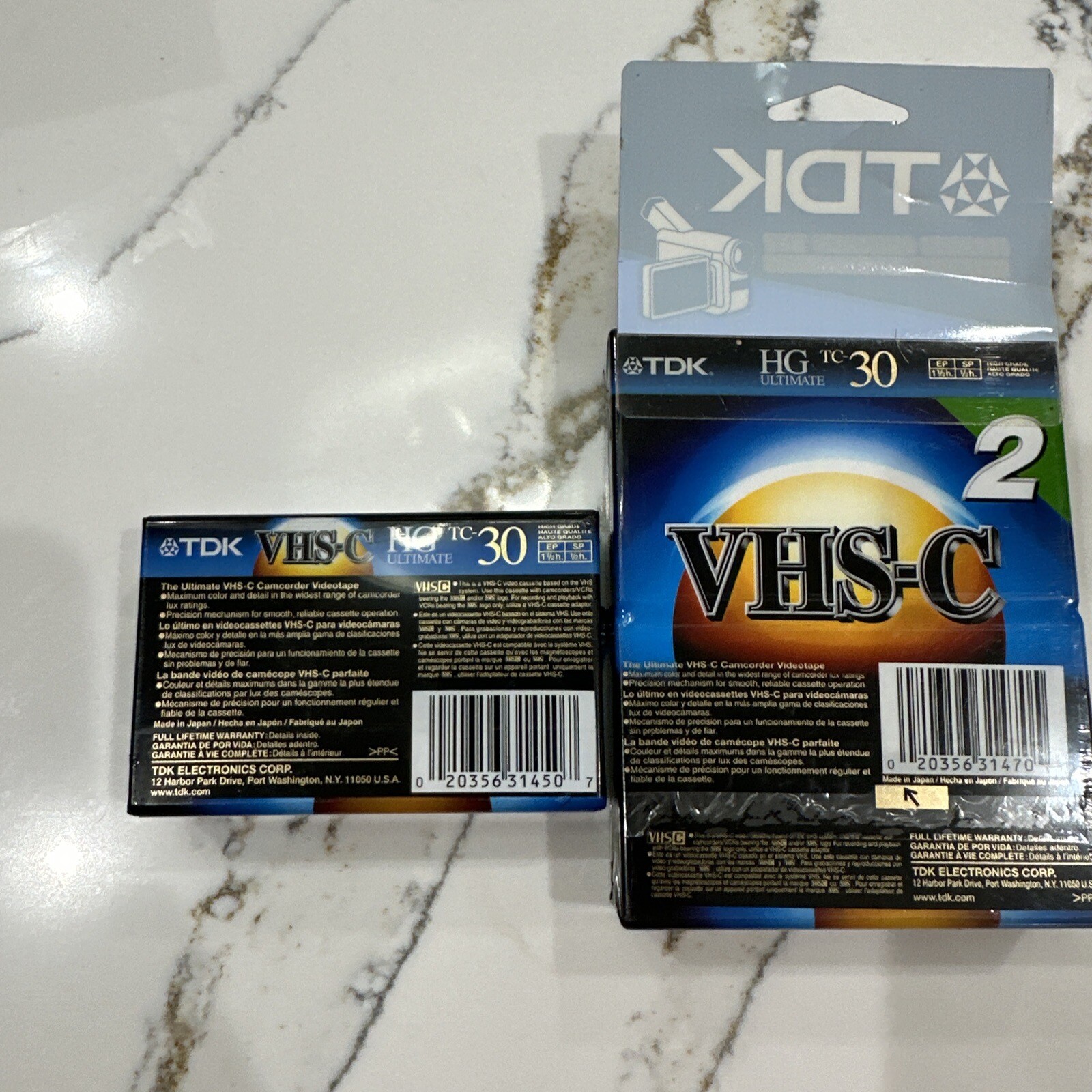 3 TDK VHS-C TC-30 Extra High Grade Camcorder Blank Tapes New Sealed
