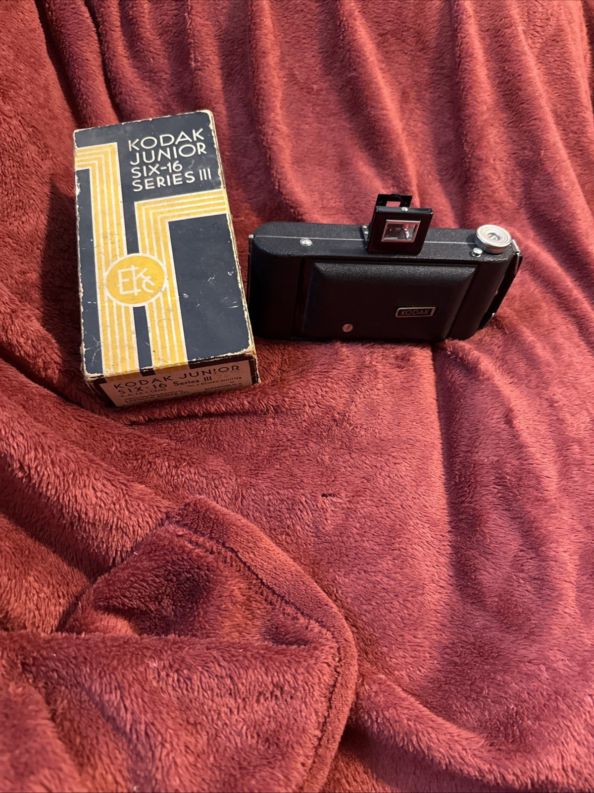 Kodak Junior Six-16 Series III Black Folding Camera w/ Box, Manuals & Guide