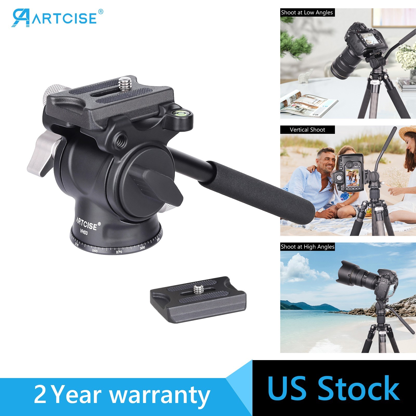 2WAY Fluid Head Video Head Pan Head Panoramic Shooting Head Tripod Head Load 3kg