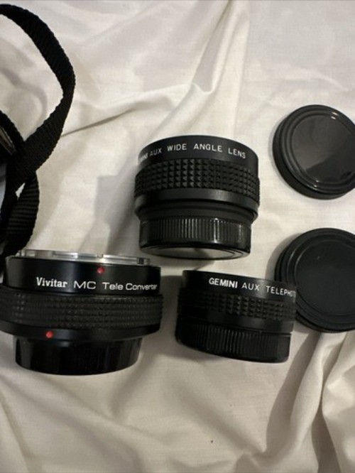Gemini Auxiliary Lens Set Telephoto & Wide Angle Lens Vivitar Tele Converter Lot