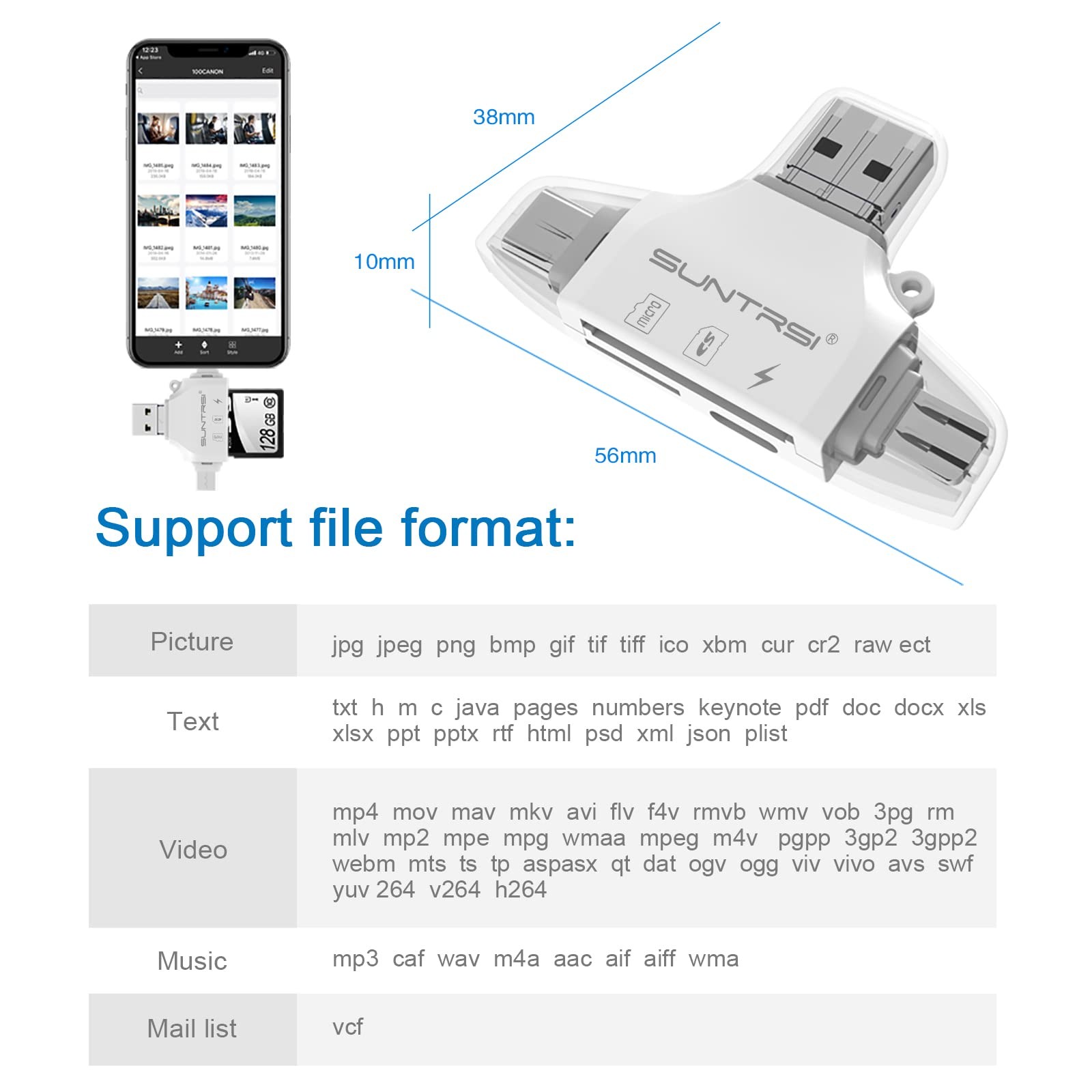 SD/Micro SD Card Reader for white