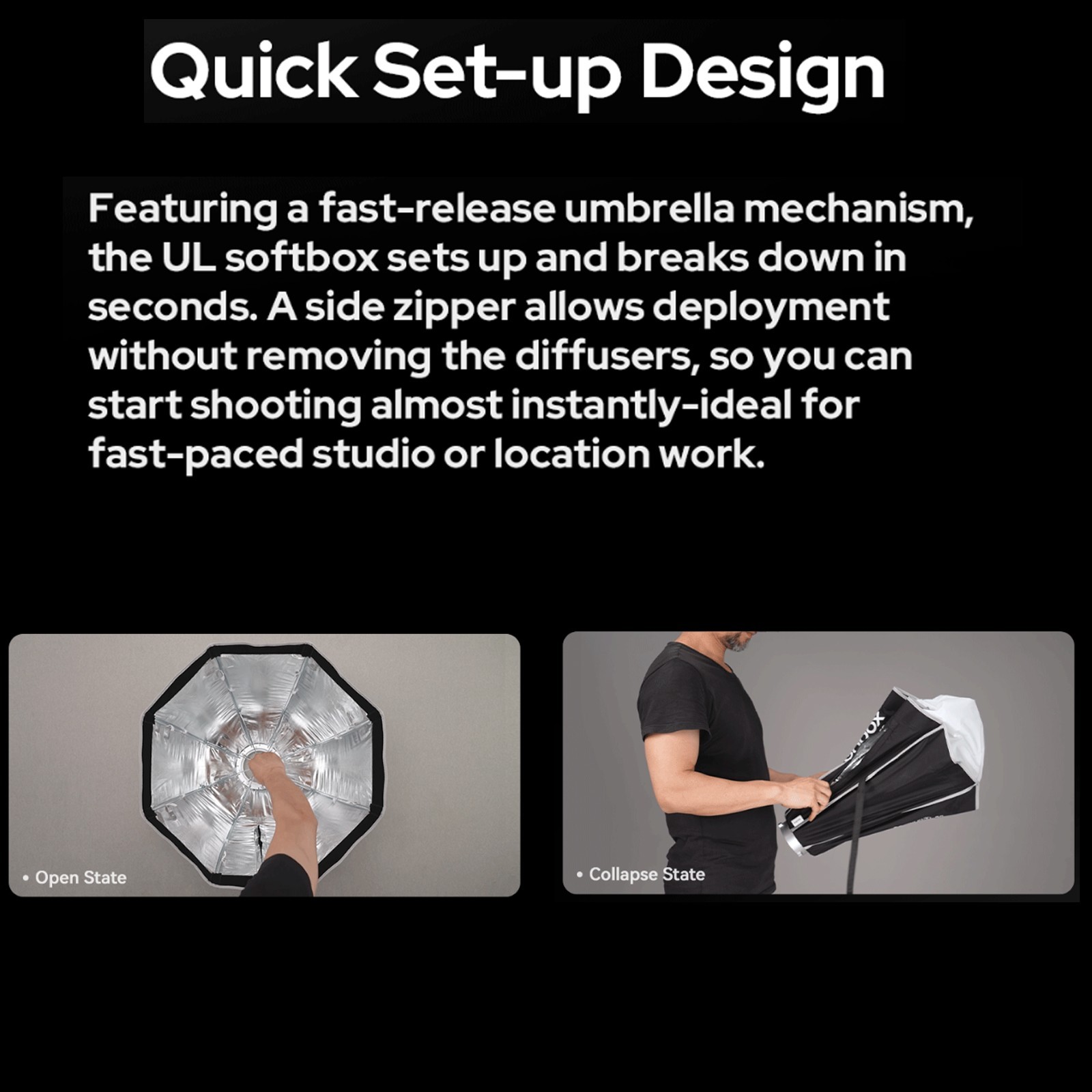 Godox UL-Box Octa-90 35.4Inch/90cm Octagon Quick Release Umbrella Softbox w/Grid