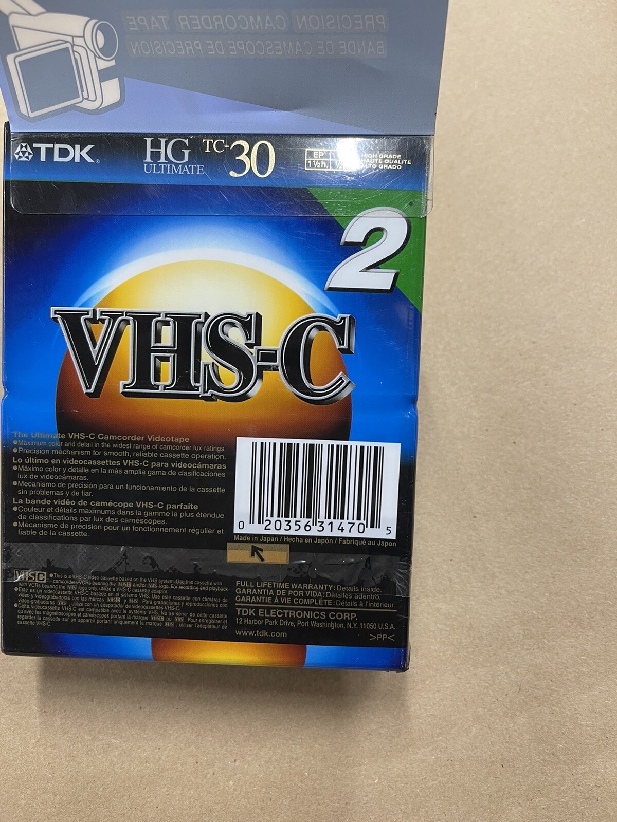 2 Pack TDK TC-30HGL2 VHSC HG Ultimate Camcorder Tape VHS-C BRAND NEW SEALED