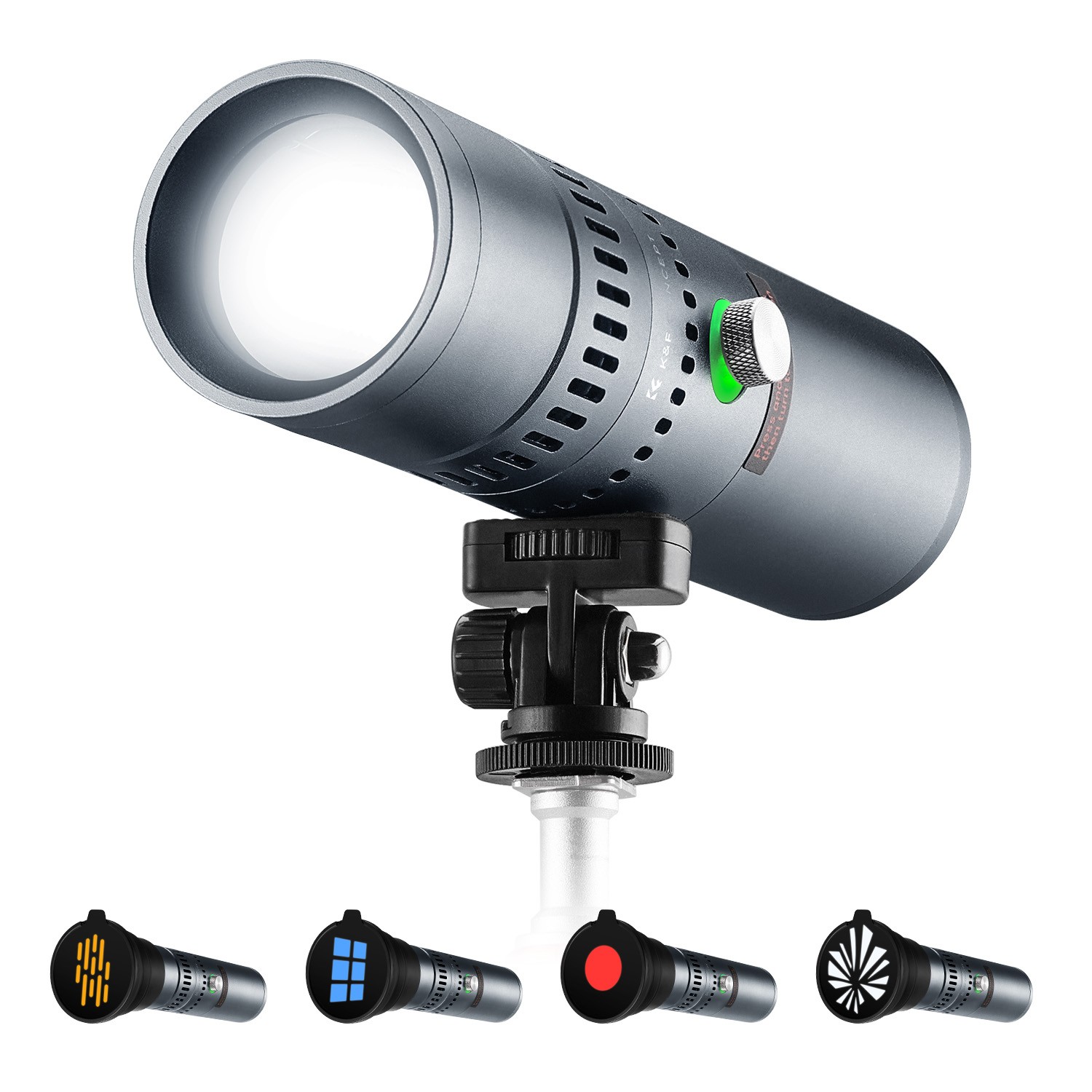 K&F CONCEPT 25W RGB Photography Flashlight w/ 20Gobo&4 Color LED Video Spotlight