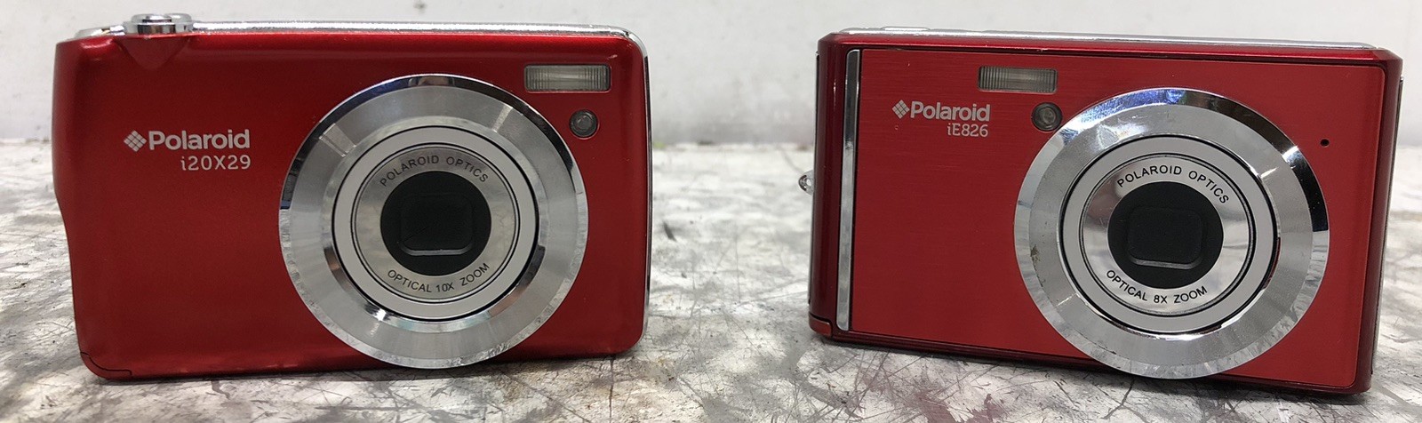 POLARIOD DIGITAL CAMERAS LOT RED i20X29 & iE826 TESTED WORKING NO BATTERIES