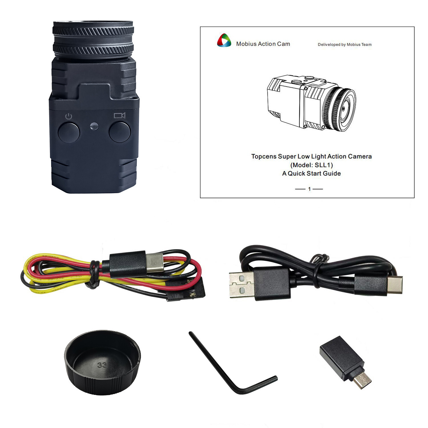 Super Low Light SLL1 Action Camera HD FOV150° f/1.0 1/1.7” Waterproof Camcorder