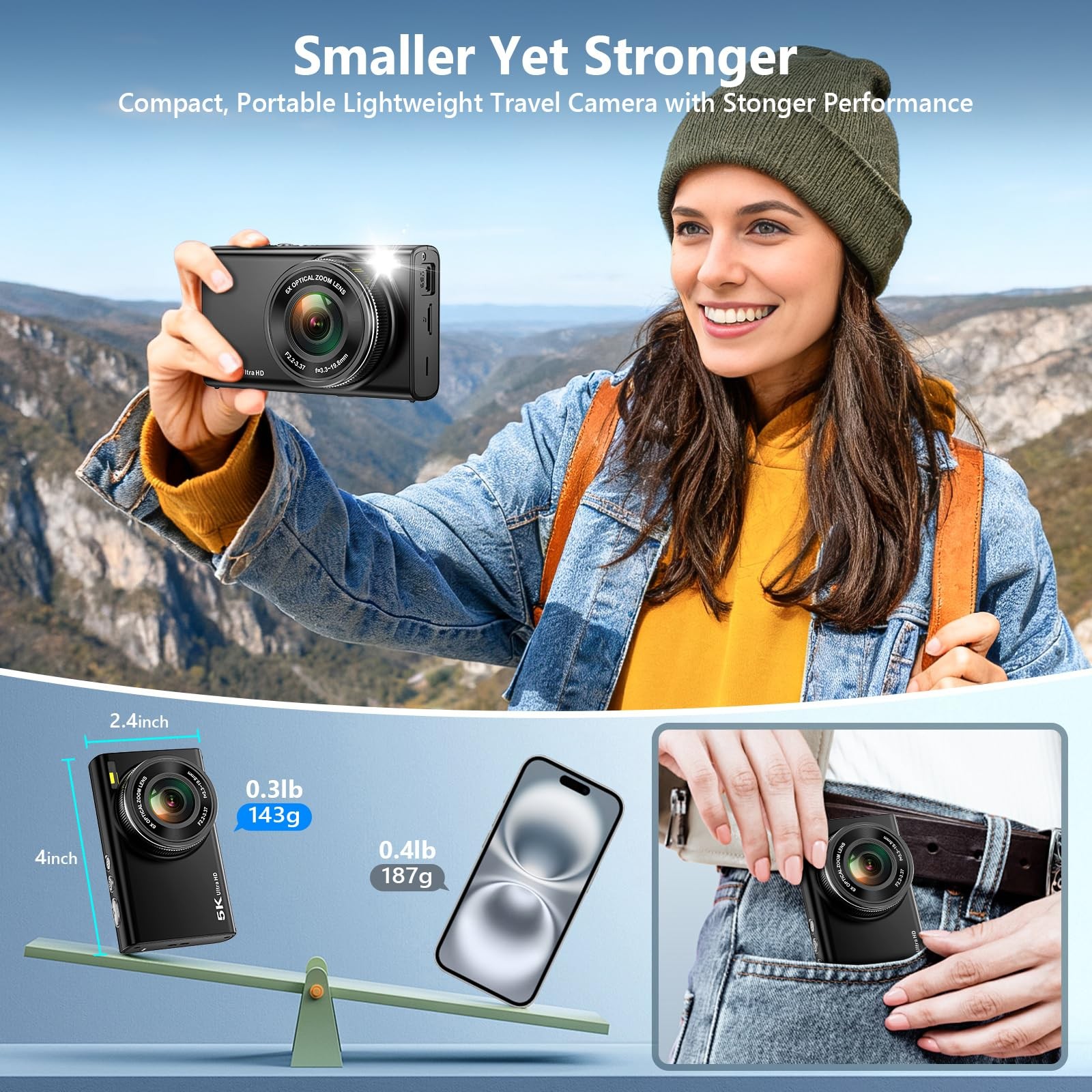 5K 96MP Digital Camera for Photography with 6X Optical Zoom2026 Upgraded Auto…