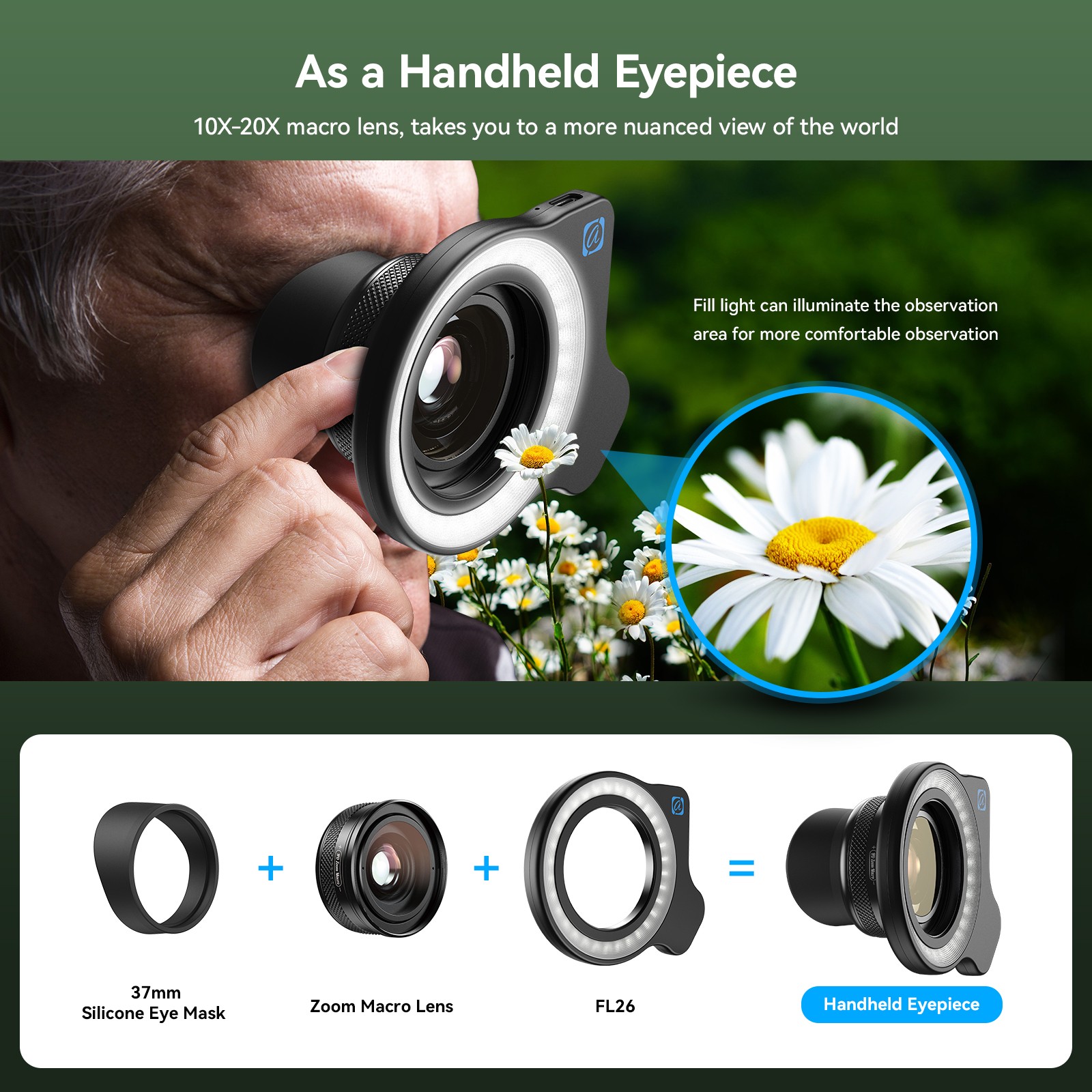 APEXEL 10-20X Macro Lens for iPhone & Android Phones HD Macro Photography Lens