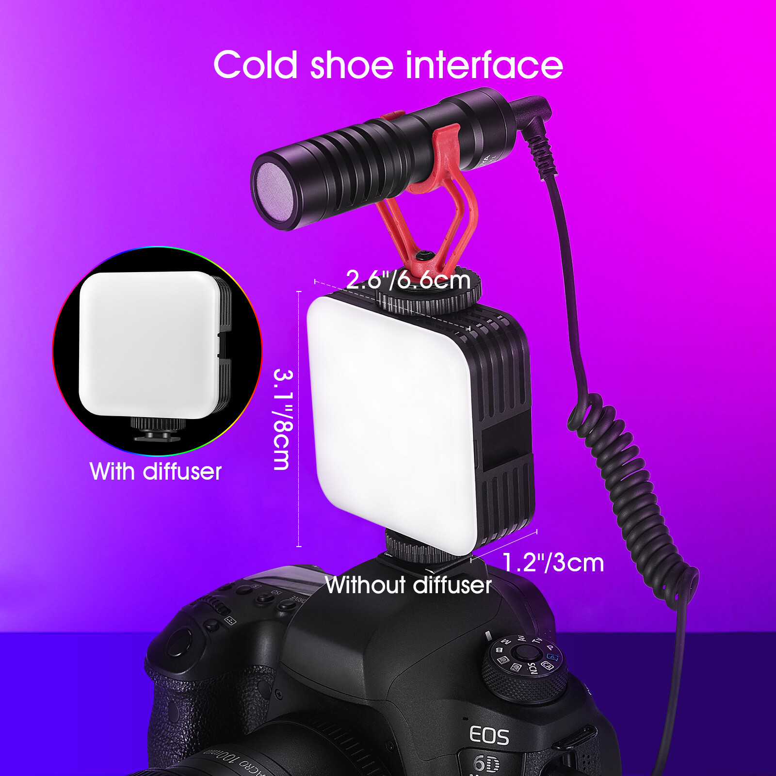 Neewer RGB Video Light RGB 61 360° Full Color LED Camera Light with 3 Cold Shoe