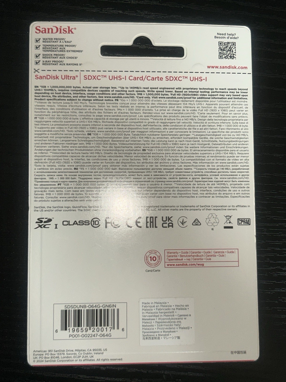 SanDisk 64GB Ultra Class 10 UHS-I SDXC Memory Card (140 MB/s)