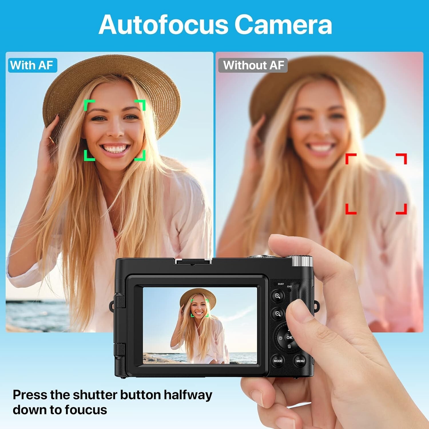 Digital Camera 48MP 60FPS Video HDMI Photo 16x Zoom w/32G SD Vlogging Youtube 4K