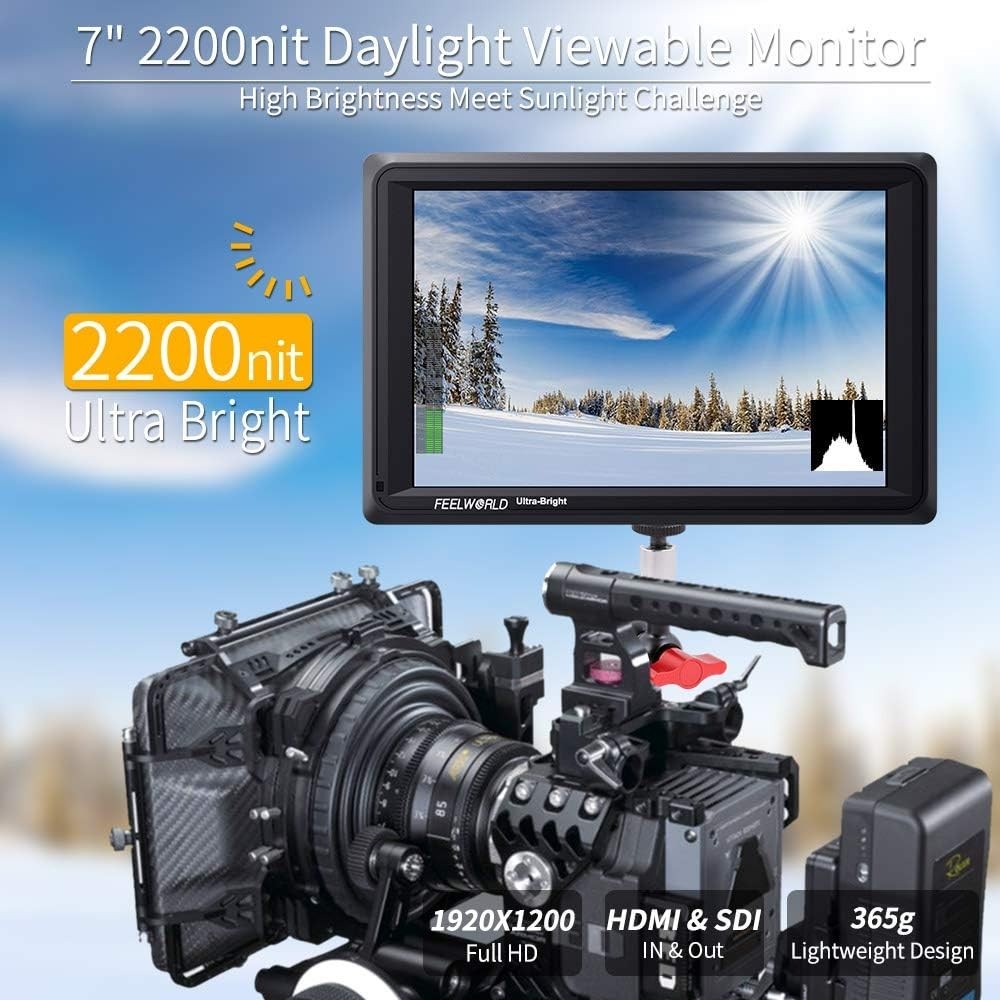 Feelworld FW279S 7 Inch 2200 nit Camera Field 4K Video Monitor + Extras