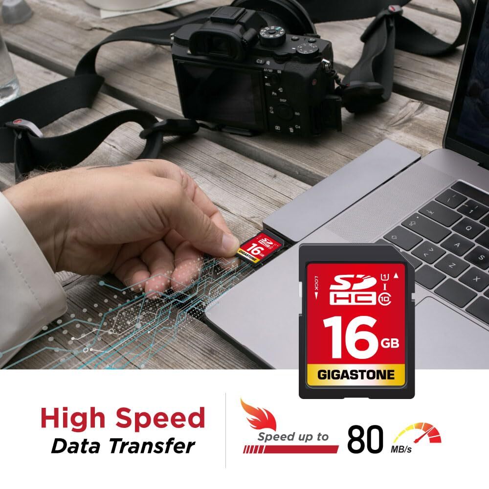 16GB SD Card Class 10 UHS 1 High Speed 80MB s Waterproof for DSLR and FHD Video