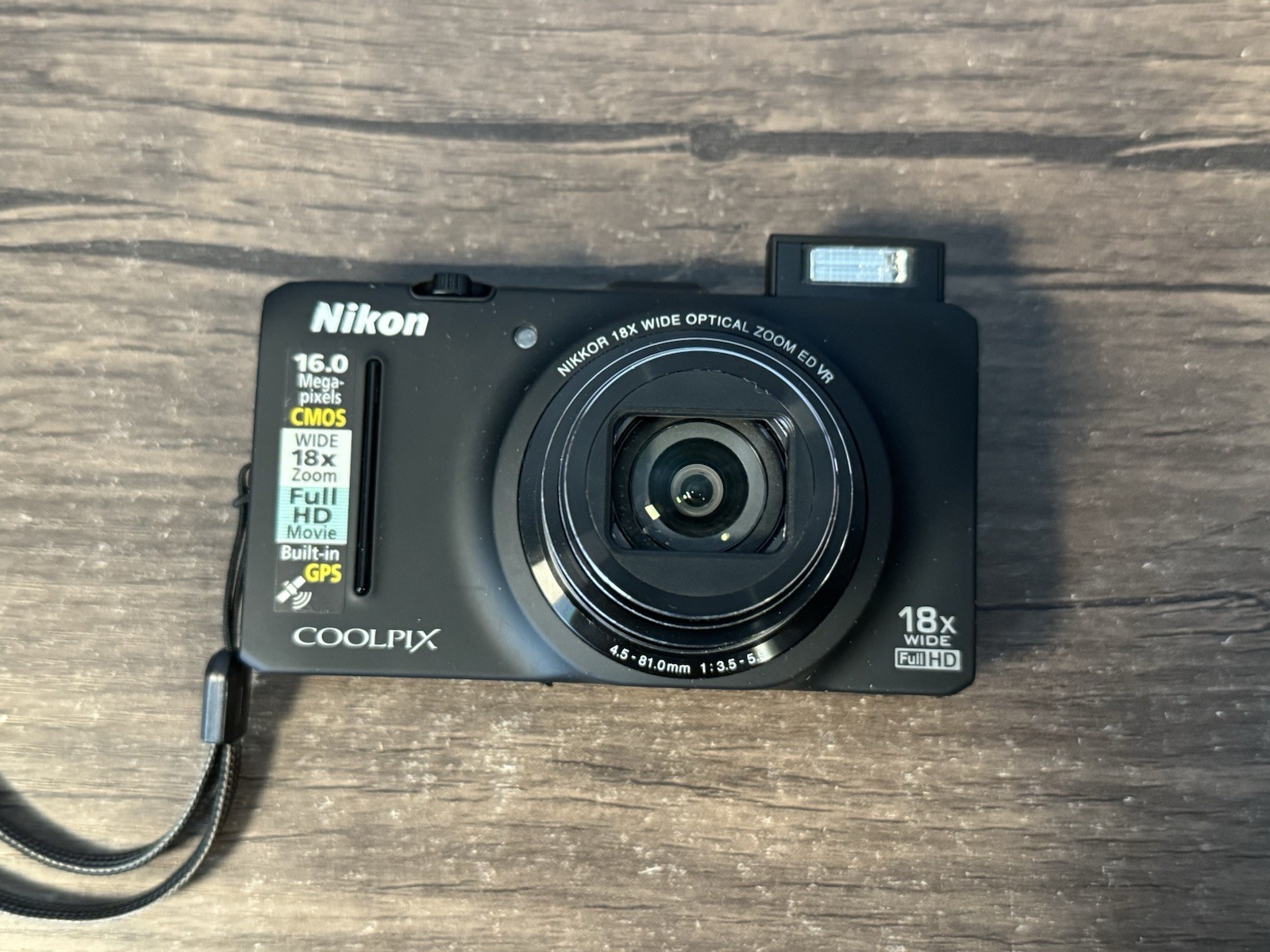 Nikon COOLPIX S9300 16.0MP Black Digital Camera With Charger (No Flash)