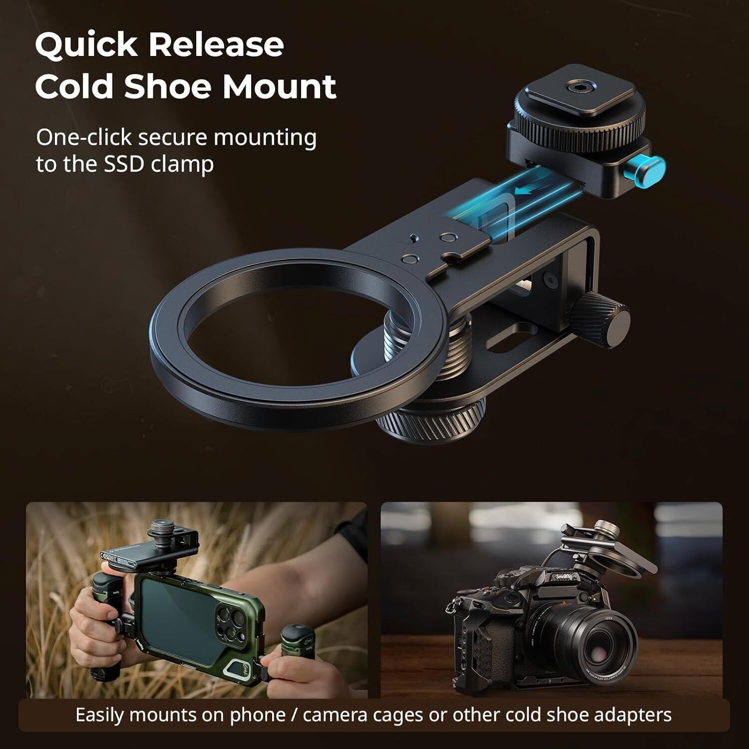 SmallRig SSD Holder 2-in-1 SSD Mount Bracket for MagSafe w/Cold Shoe Cable Clamp