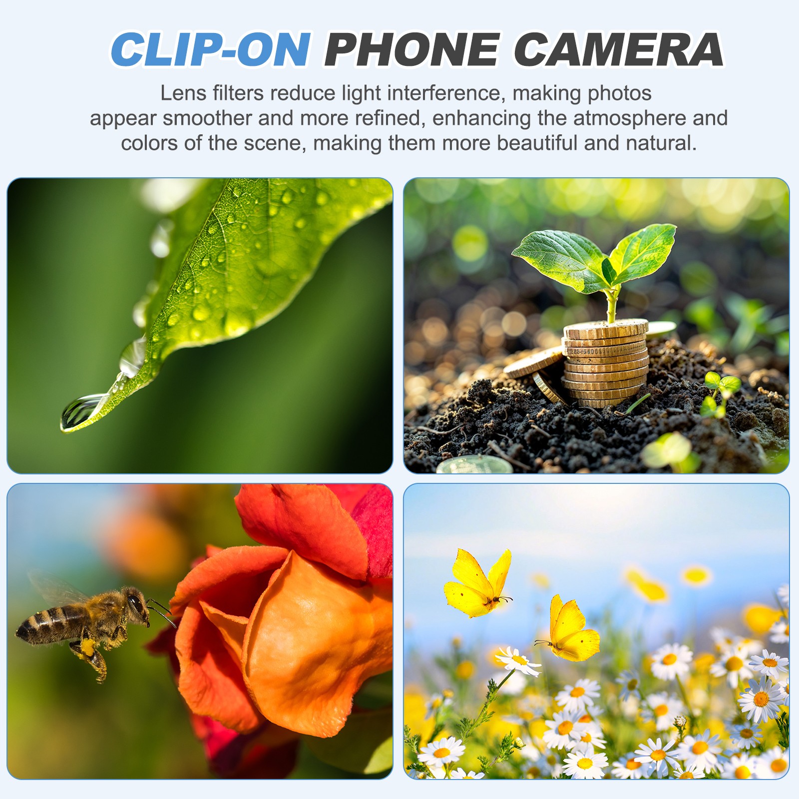 52mm Phone Camera Lens, Clip-On Graduated Color Filter, Green