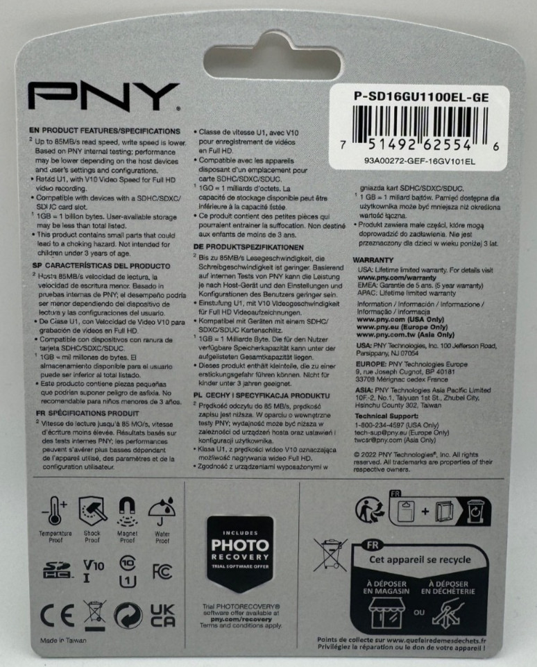 NEW SEALED PNY Elite SDXC Flash Card Elite 16GB UHS-1