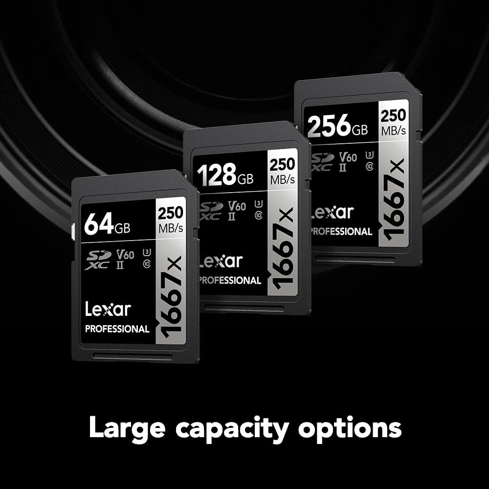 64GB (2-Pack) Professional 1667x SD Card, UHS-II, C10, U3, V60, Full HD, 4K, Up