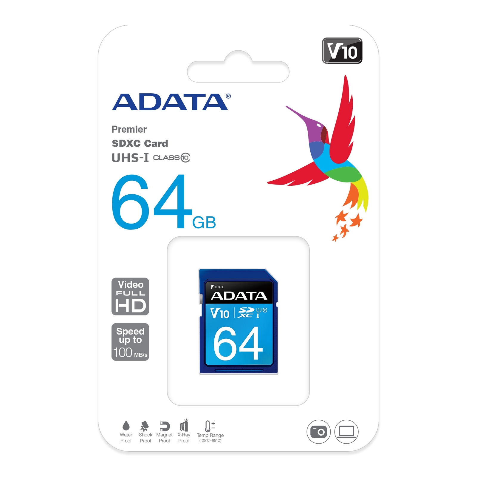 64GB AData Premier SDXC CL10 UHS-1 V10 Memory Card