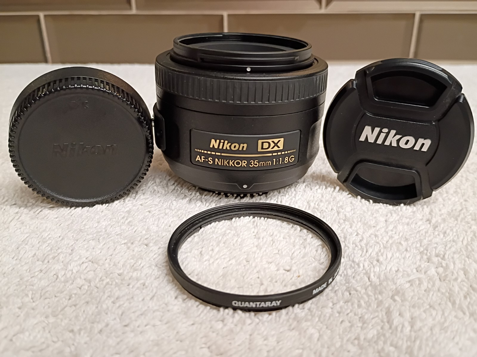 Nikon AF-S NIKKOR 35mm F/1.8G AF Lens w/Nikon Front Cover+Dust Cap+Filter-MINT!