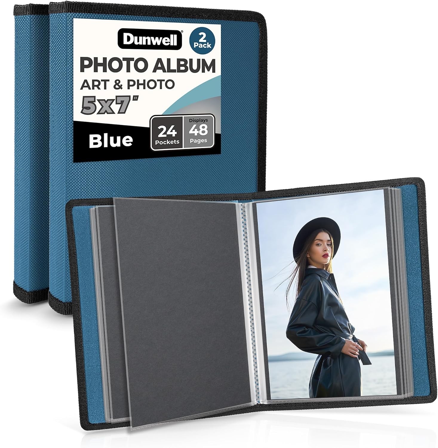 Small Photo Album 5×7 (2-Pack, Blue), Mounting Paper, 5 x 7 Photo & Art