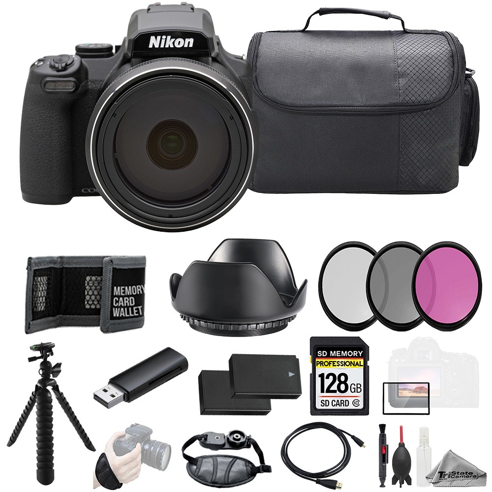 Nikon COOLPIX P1100 Digital Camera+128GB+ExtBat+3PC Filter-Kit