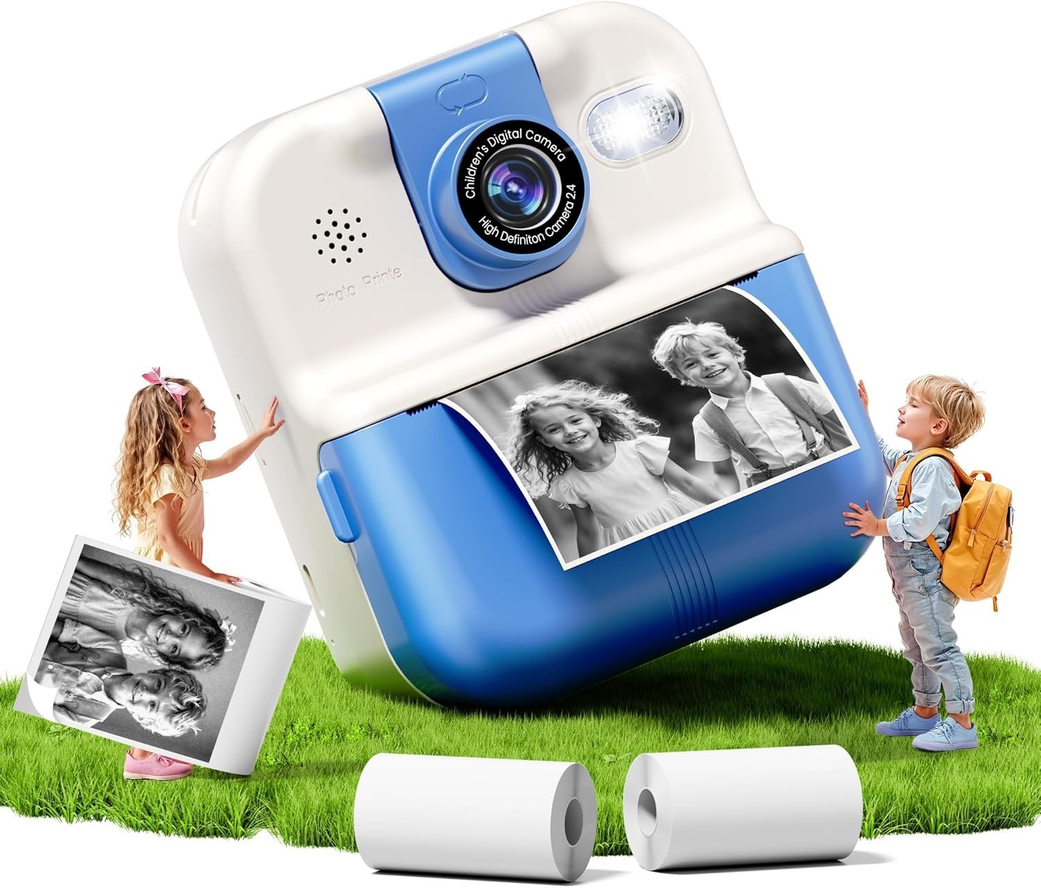 Bluetooth Kids Camera Instant Print 1080P Mini Toddler Cameras Set Kids Gift