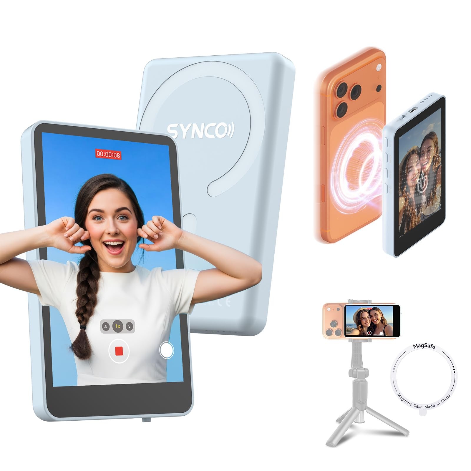 XView Selfie Monitor Screen for iPhone 7-17 Series, Secure Private Wireless P…