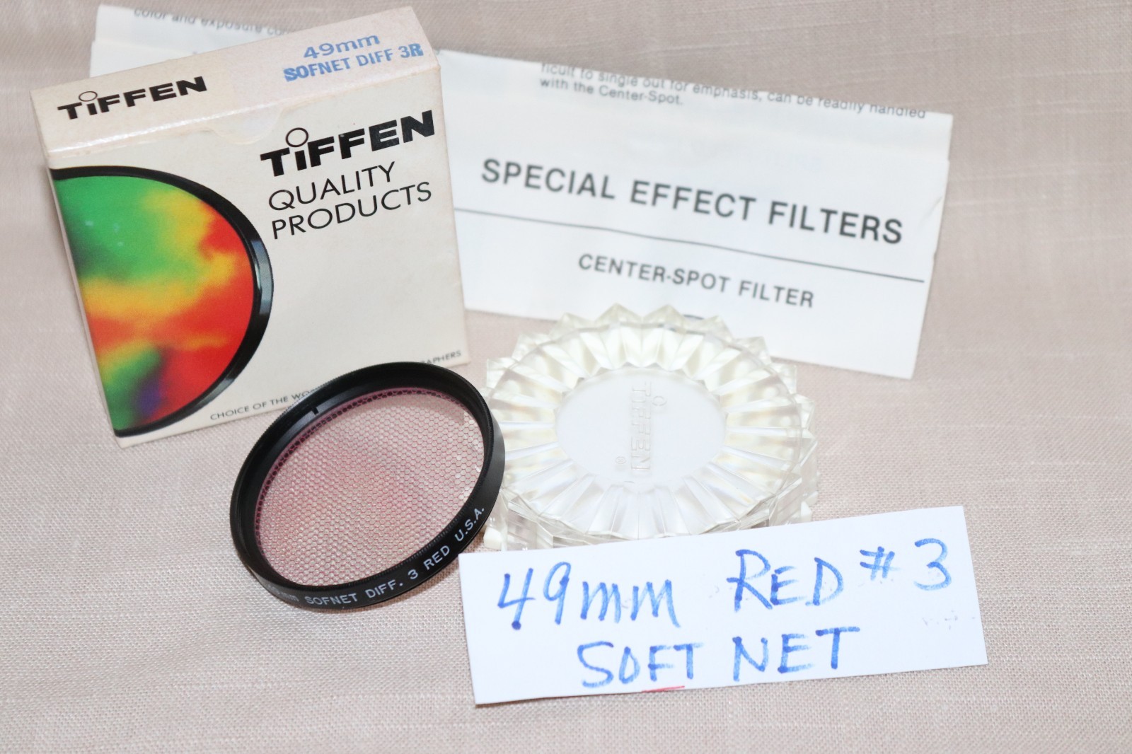 NEW Vtg TIFFEN 49mm SOFTNET RED 3 FILTER, USA 49mm Softnet R3 Red Warm Diffusion