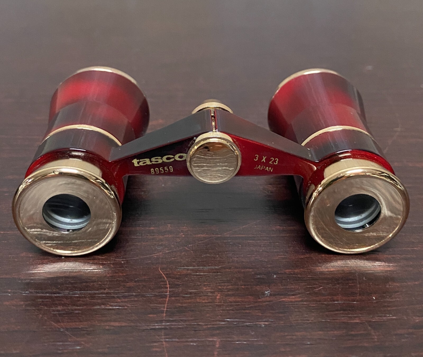 Vintage TASCO Japan 3 X 23 Opera Binoculars Burgundy & Gold #89559