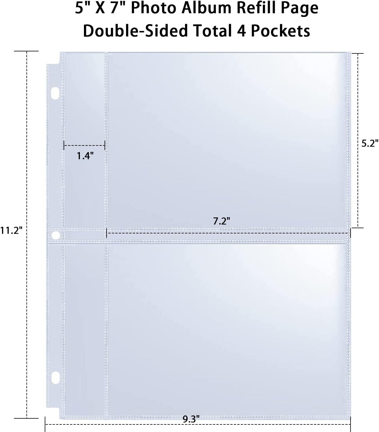 30Pack 5×7″ Photo Album Refill Pages for 3 Ring Binder,Ultra-Clear Photo Sleeves