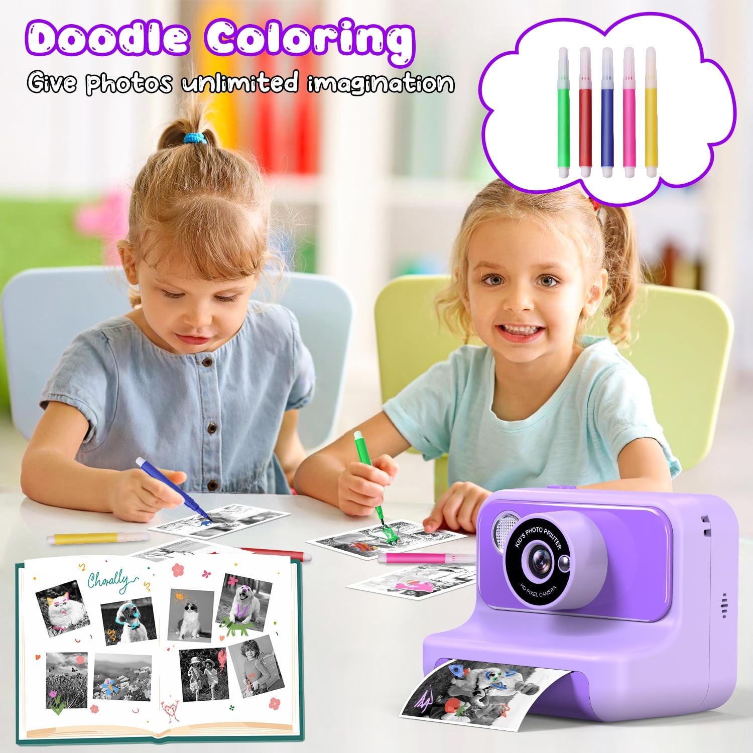 Kids Camera Instant Print, Christmas Birthday Gifts for Girls and Boys, 1080P…
